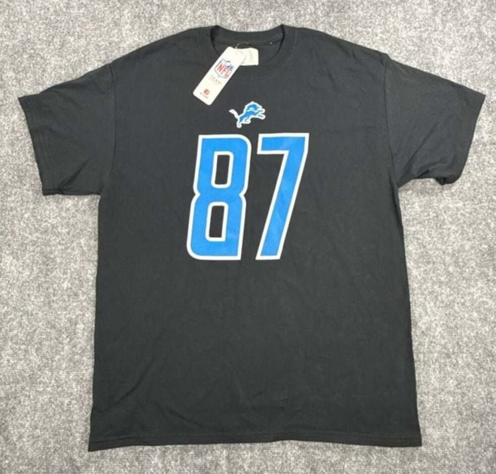 NFL Team Apparel Detroit Lions LaPorta 87 Black T-Shirt Jersey- NWT